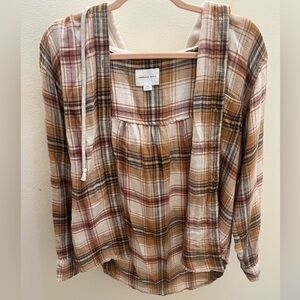 SMALL AMERICAN EAGLE PLAID JACKET WITH HOOD